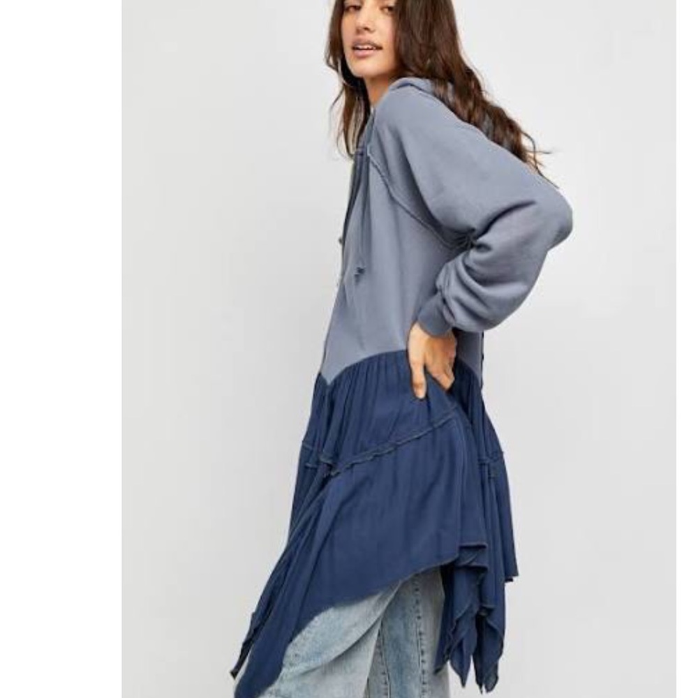 Free People Blue Hooded Cardigan - Picture 3 of 12